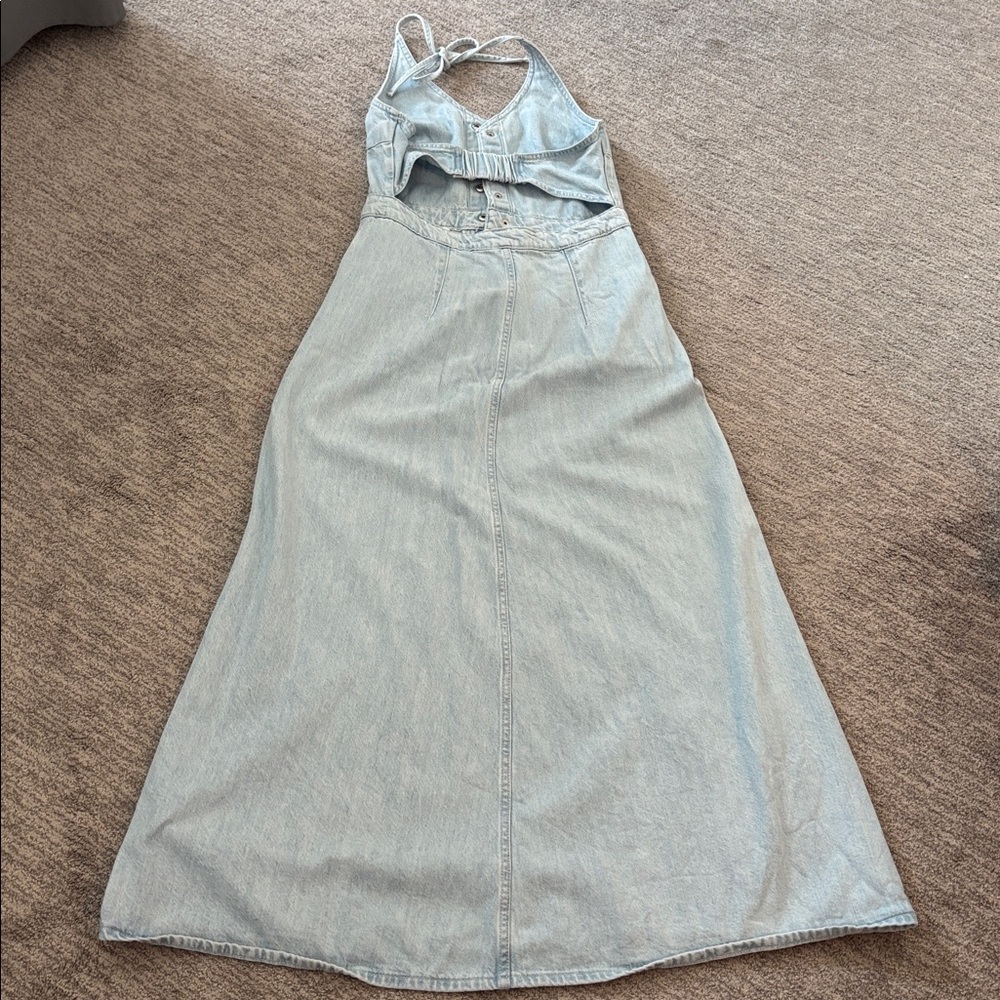 Universal Thread Light Blue Denim Halter Maxi Dress size 4 - Picture 10 of 11